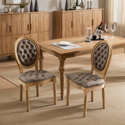 Ensemble de 2 chaises d'appoint rembourrées ovales et capitonnées
