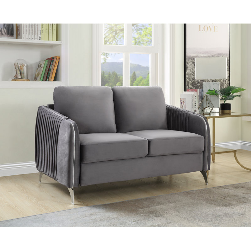 Accokeek Upholstered 54'' Loveseat, Gray Velvet