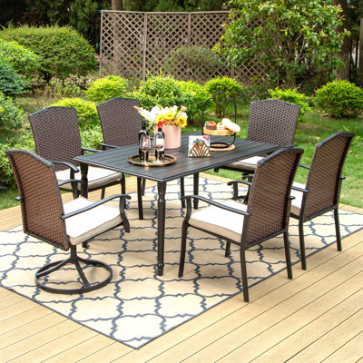 Anginette 6 - Person Patio Dining Set with Rectangular Table , Cushions Included