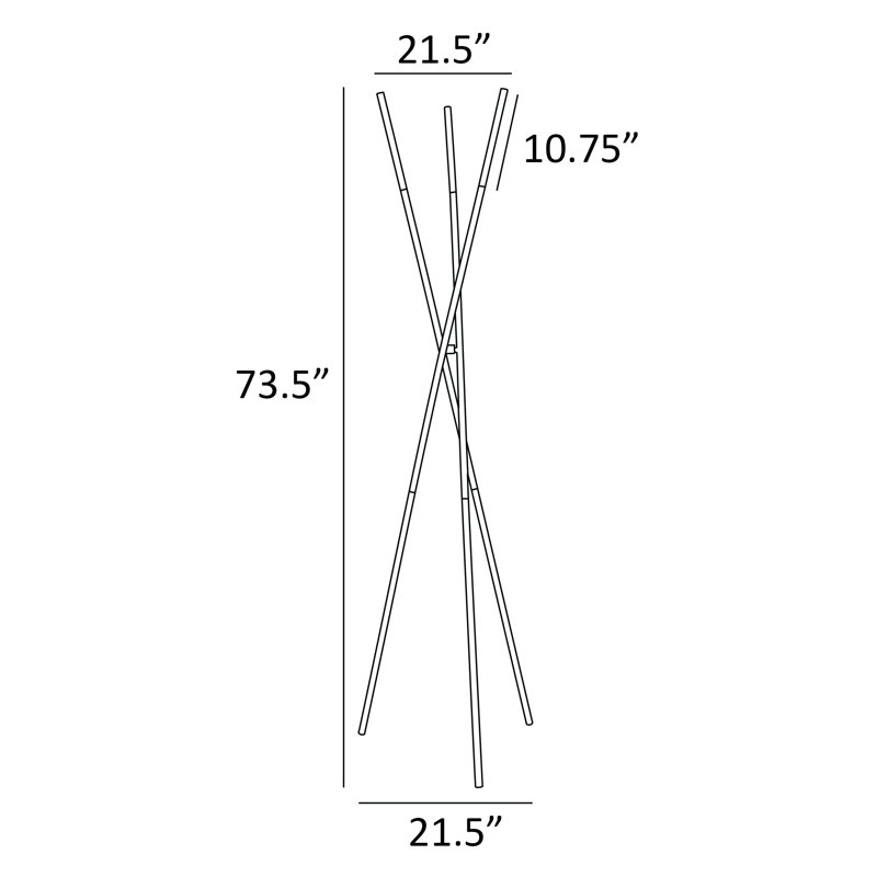 Lorant Minimalist Black Metal LED Tree Floor Lamp, 73.5"