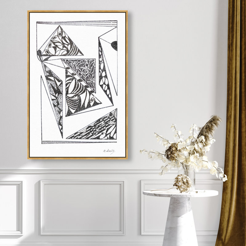 Manuel Roman - Pages Graphic Art Canvas, 16"H x 11"W, Gold Floater Frame