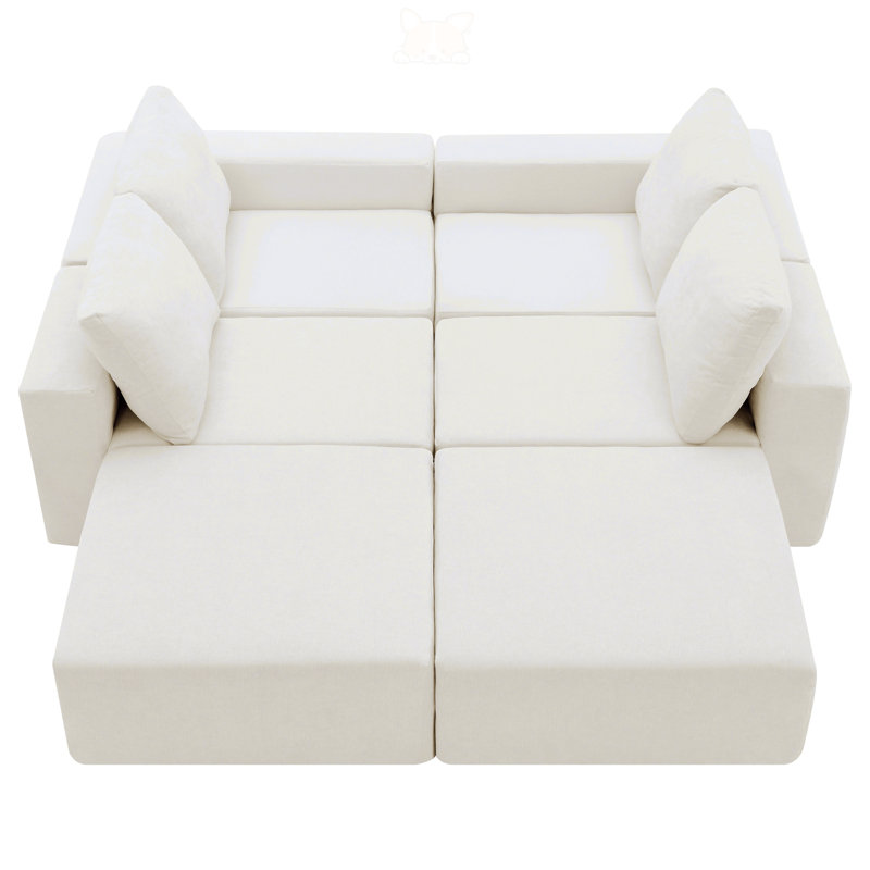 Canapé modulaire moderne en U de 110 po x 72 po Modern Canapé, ensemble de canapé en chenille de luxe, canapé-lit en mousse