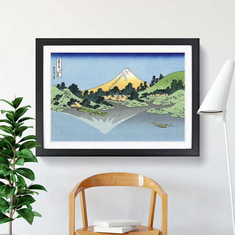 Mount Fuji Reflection by Katsushika Hokusai - Picture Frame Painting Print, Black Framed, 27cm H x 36cm W x 2cm D