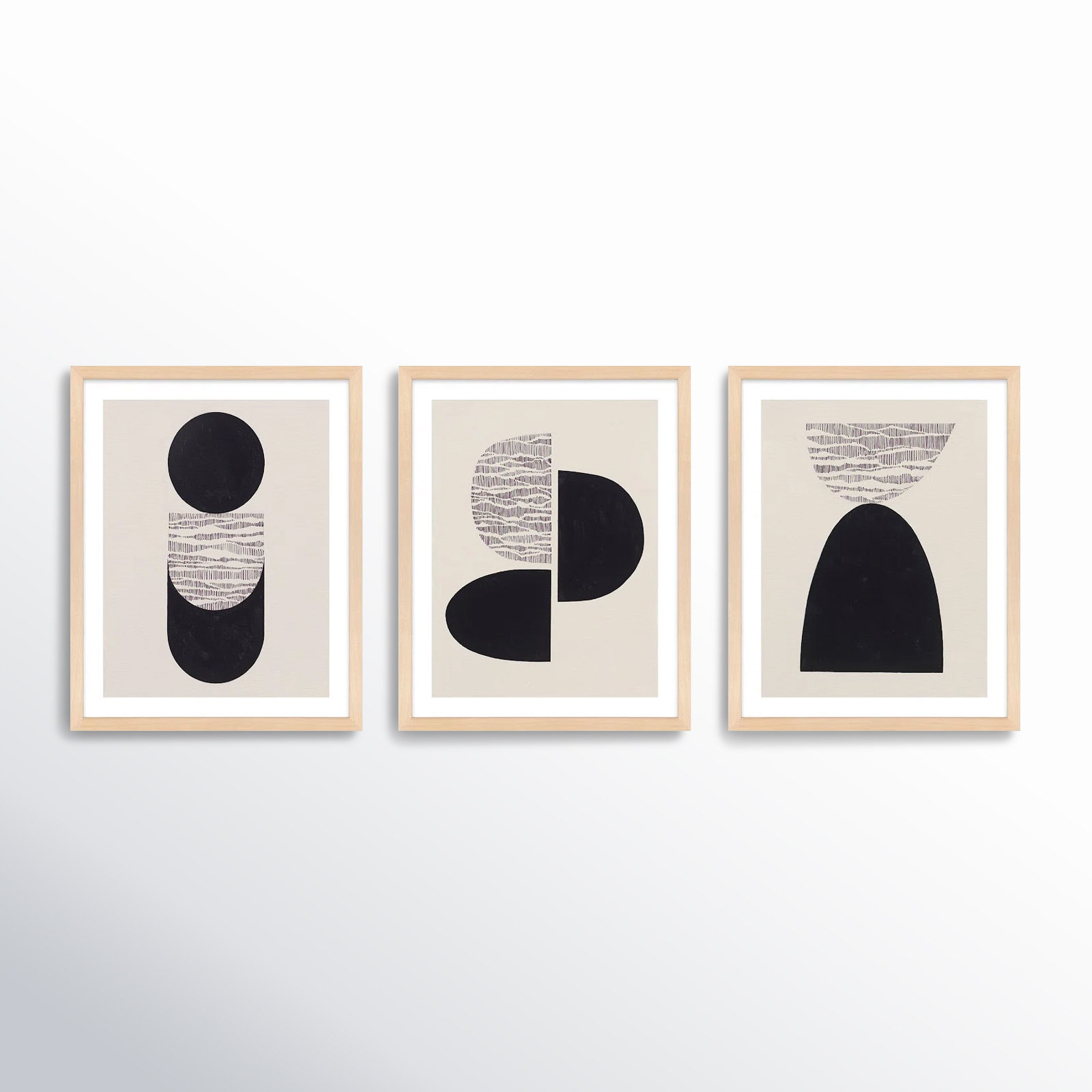 Brazos "Peripheries" 3-Piece Print Set, Maple Framed, 24" W x 30" H
