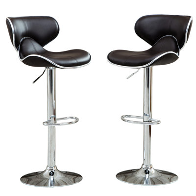 Pivot réglable, 2 pièces, brun foncé. Base solide. Fonction 360 et repose-pieds. Siège en similicuir avec coussins moelleux et confortables. L 17,75 po x P 21,25 po, H 34 à 42,5 po Installation simple brun