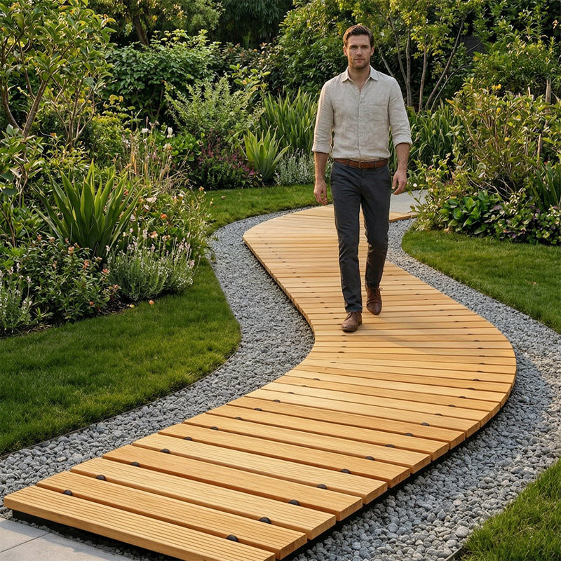 Allée de jardin en bois pour l'extérieur