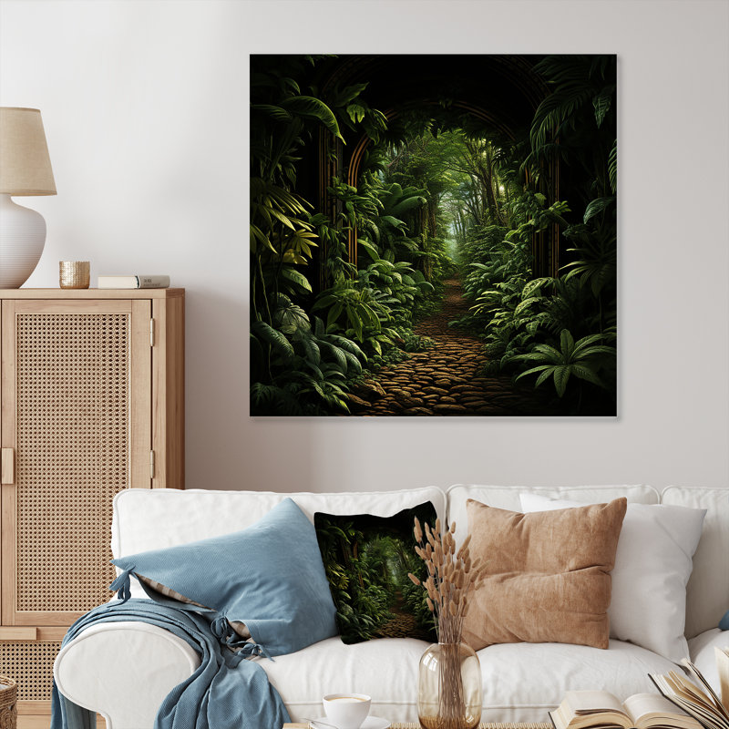 Jungle Plants Whispers Collage 2 - art mural en métal Jungle, H 29 po x l 29 po