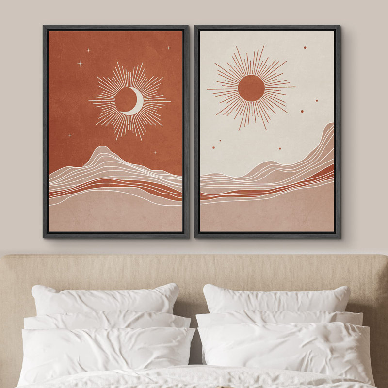 Multicolore, croissant, lune et soleil, Noir, H 36 po x l 24 po