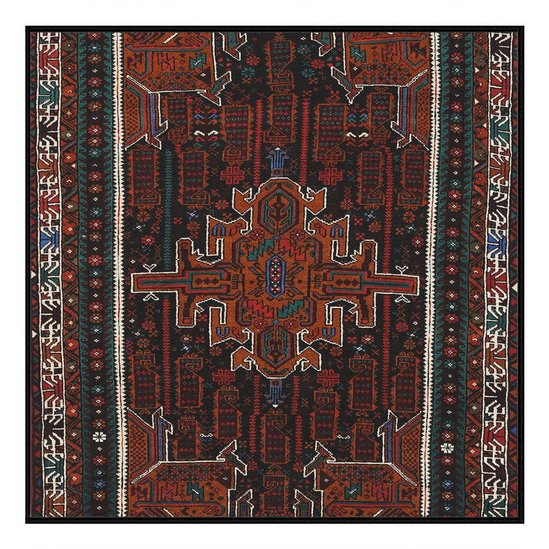 Tapis à motif oriental rouge / noir, Rectangle 5 pi x 8 pi