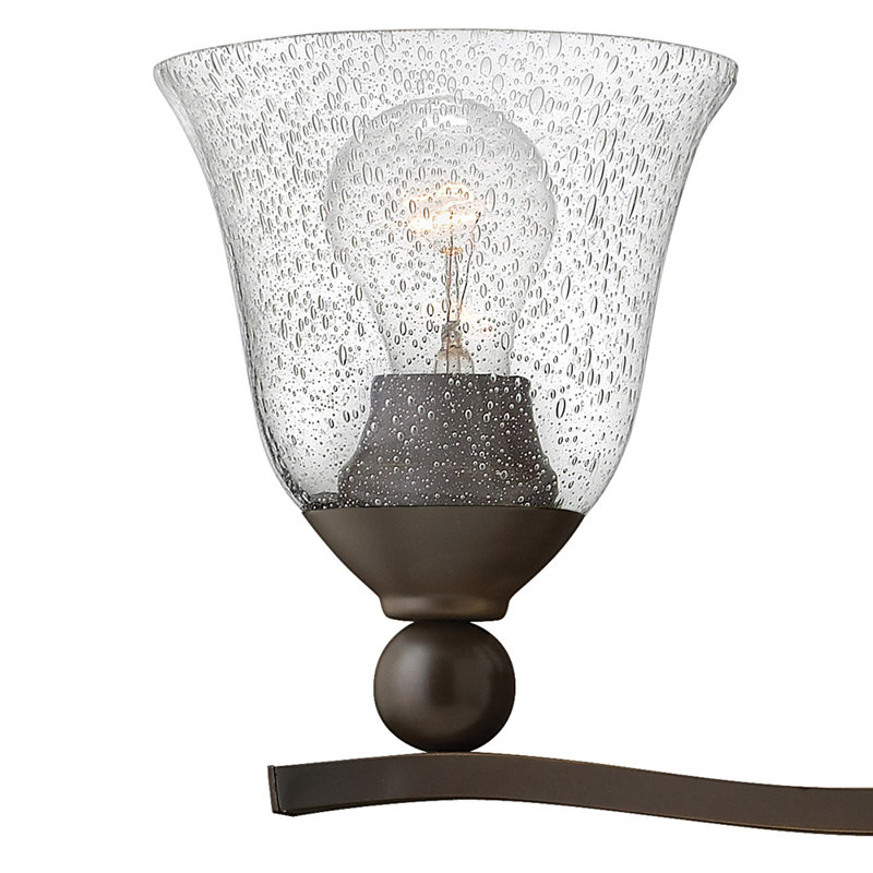 Bolla Olde Bronze Transitional 3-Light Vanity with Clear Seedy Glass