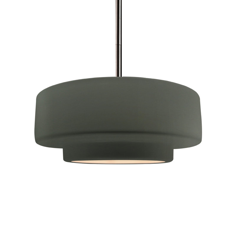 Luminaire suspendu à 1 lumière Meydan, Étain, vert, H 5,25 po x l 14,5 po x P 14,5 po, Nickel brossé