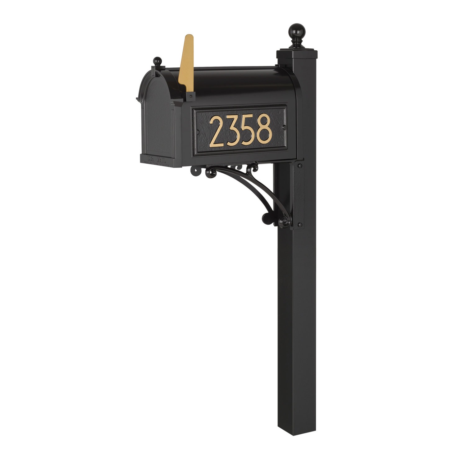 Modern Mailbox, Black/Gold, Yes