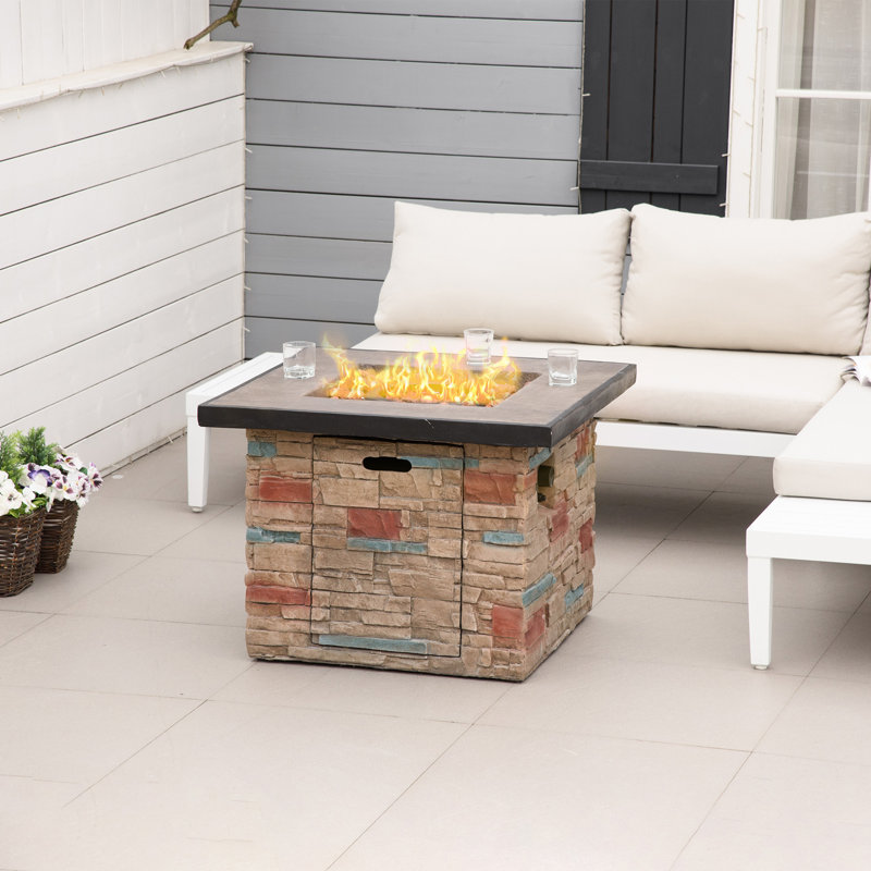 Outsunny 32 Inch Outdoor Propane Gas Fire Pit Table