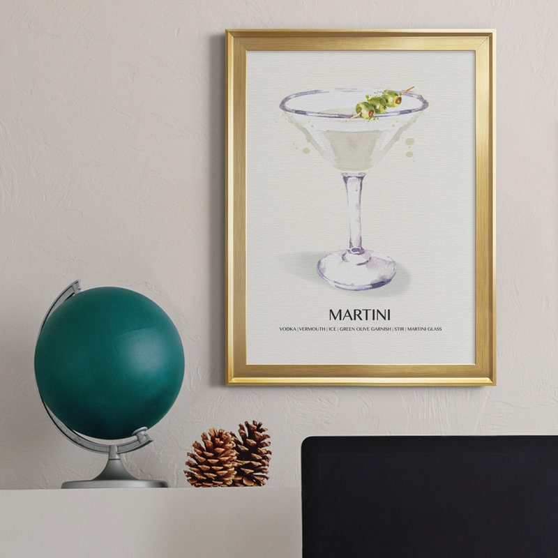 Reproduction encadrée de qualité supérieure Martini - prête à être accrochée, H 22,5 po x l 30,5 po x P 1,5 po, Or