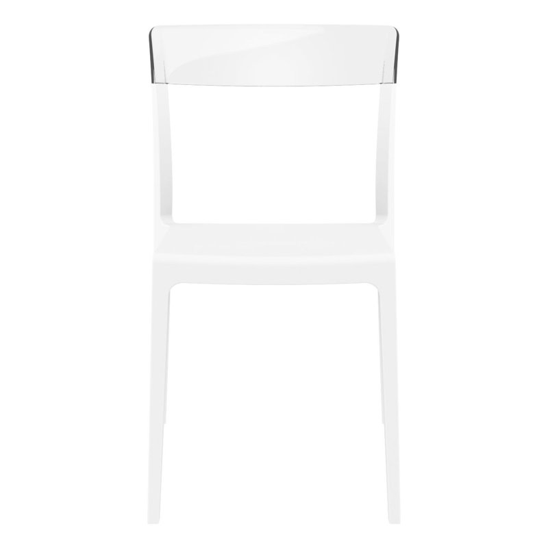 Kliebert Stacking Patio Dining Side Chair, White/Transparent Clear