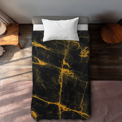 Black and Gold Marble Texture - Abstract Gold Duvet Cover