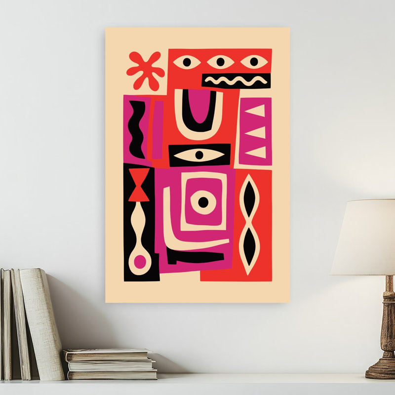 «Modern Tribal Eyes», impression murale audacieuse et colorée abstraite, H 24 po x l 16 po