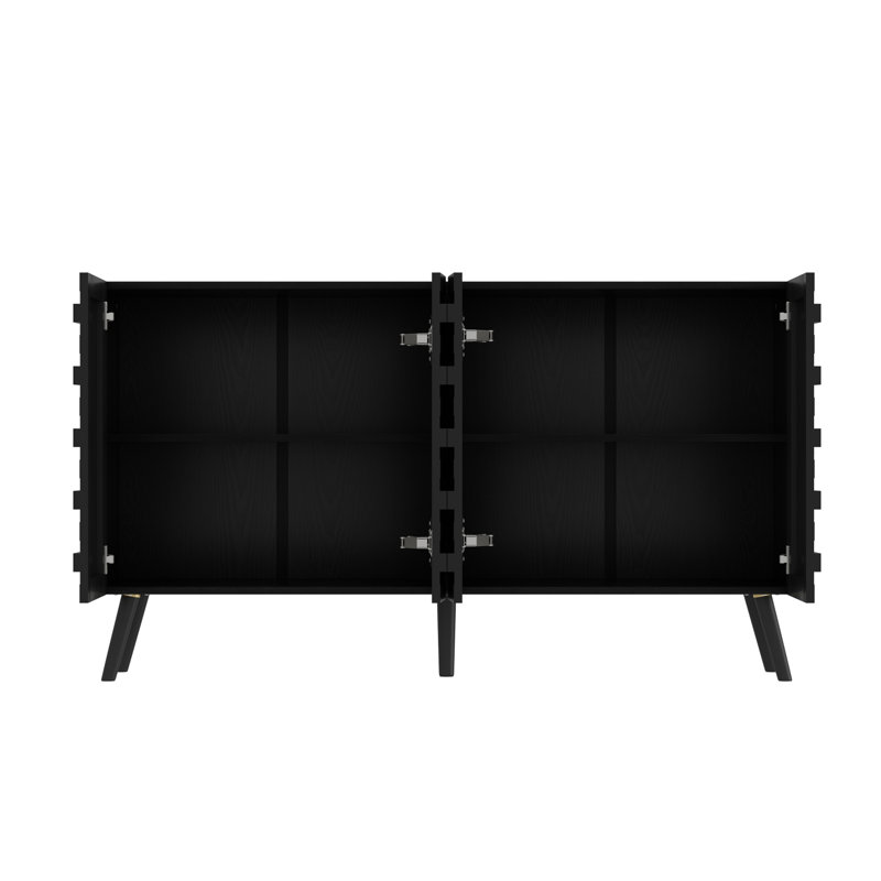 55.1”W Sideboard With 4 Door, Black
