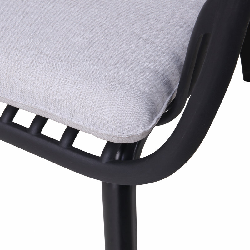Fauteuil club d'extérieur en PP (ensemble de 2), Coussin gris / cadre noir
