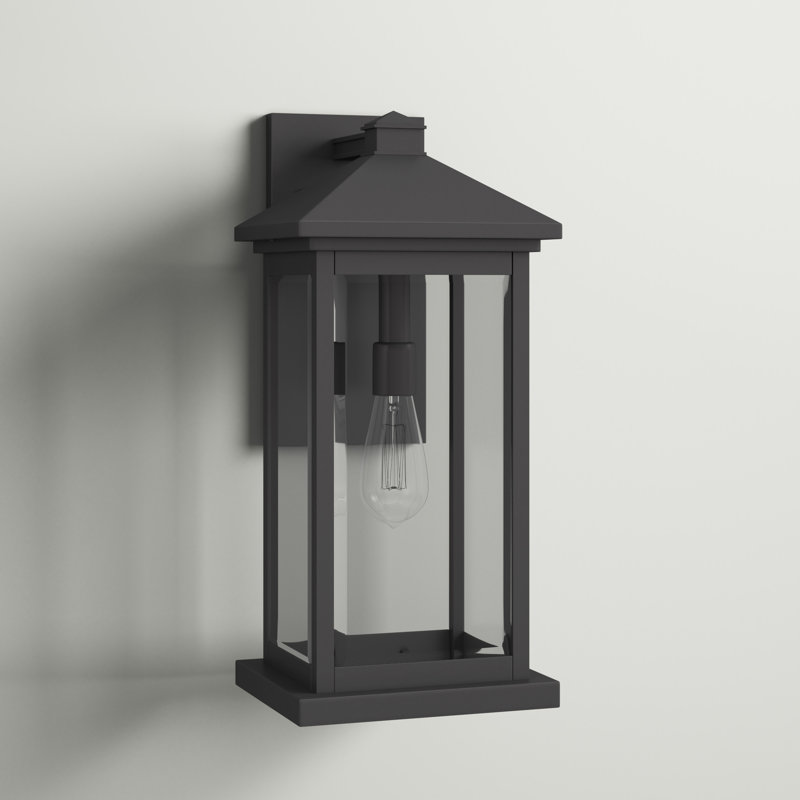 Lanterne murale d'extérieur 1 lumière Lovette, Noir, Verre biseauté transparent, H 18 po x l 8 po x P 9,25 po