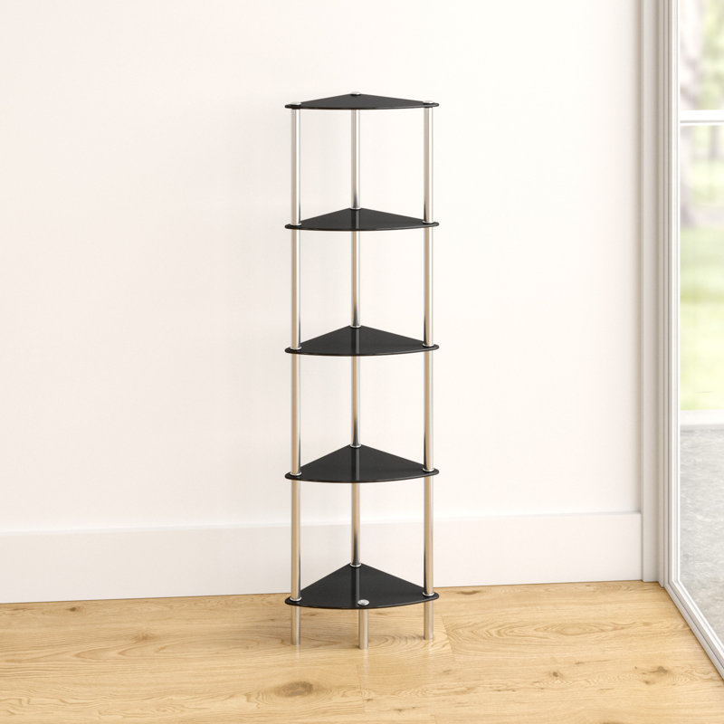 Polo 135cm H x 38.5cm W Steel Corner Bookcase, Black
