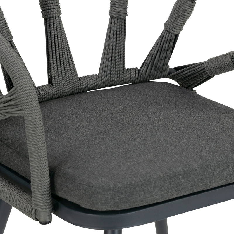 Ensemble de 2 chaises d'extérieur à dossier tissé à la main Binda, Gris, Gris