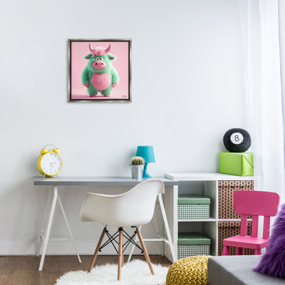 «Silly Green Cow», art mural encadré flottant par RB