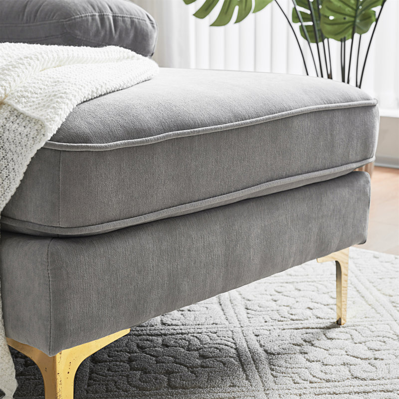 Canapé modulaire 2 pièces Reubyn, Velours gris clair incorrect