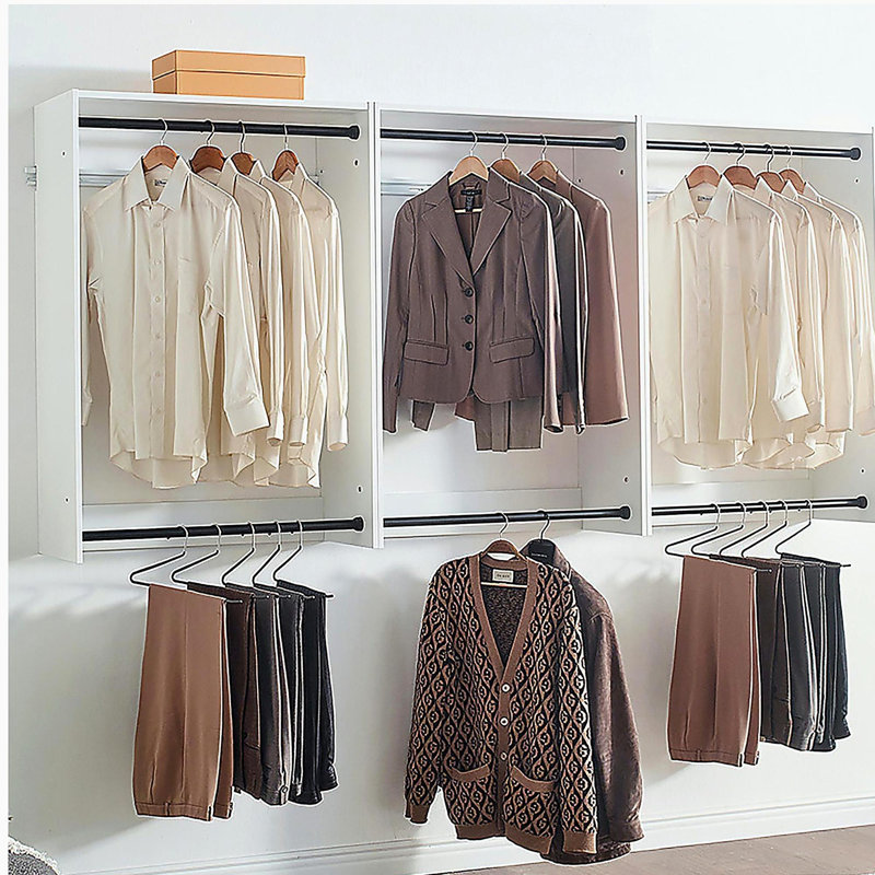 Devi White Wall Mounted Wood Closet System, White