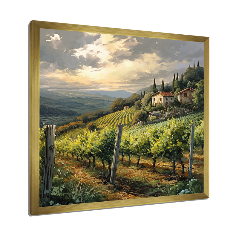 «Vineyard Charm», impression sur toile, H 30 po x l 30 po x P 1 po, Cadre doré simple
