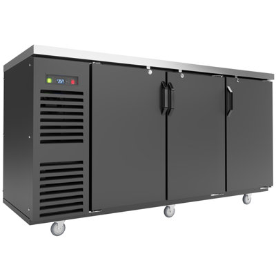 Refroidisseur de bar commercial de 72 po de largeur Coolake avec dessus en acier inoxydable, réfrigérateur de bar à hauteur de comptoir de 24,2 pieds cubes, réfrigérateur de bar à porte solide avec éclairage à DEL pour buffet de restaurant