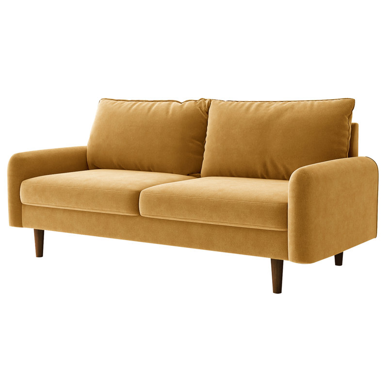Marick Wide Round Arms Small Apartment Loveseat, Ginger Velvet, 72" W 
