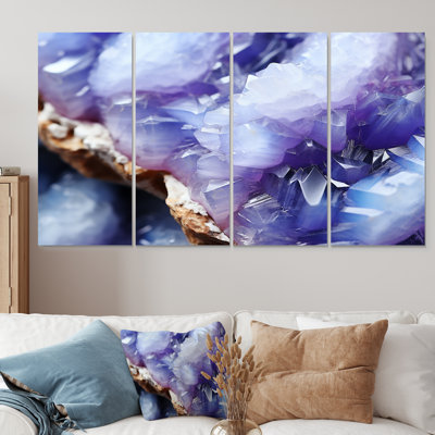 Pierre mauve volcanique Geode Volcano III - pierre géode 4 pièces, décoration murale