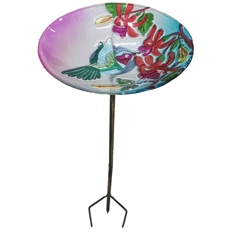 Glass Single Tier Birdbath
