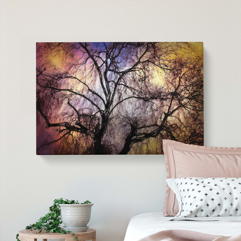 Weeping Willow Tree In Abstract - Wrapped Canvas Painting, 60cm H x 91cm W x 3cm D