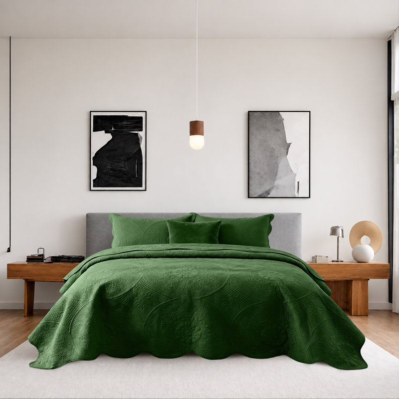 Literie Moonlight à motif floral surdimensionné – Literie respirante et réversible pour toutes les saisons, King, EMERALD