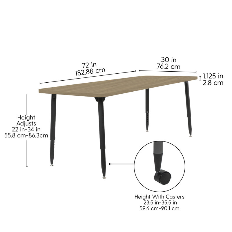Table d'activité Adapte 24 x 36, 30 po x 72 po, Chêne Pasadena / noir