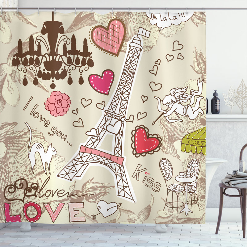Shower Curtain with Hooks Included, 70" H x 69" W