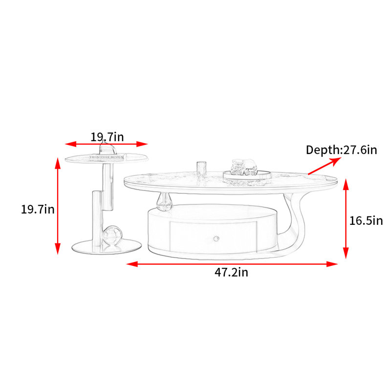 Table basse Modern Light Luxury, Gris