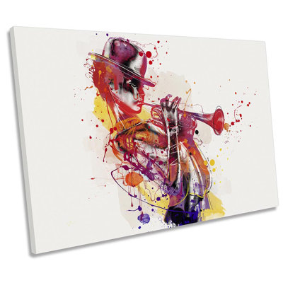 Jazz Trumpet Watercolour - Wrapped Canvas Print