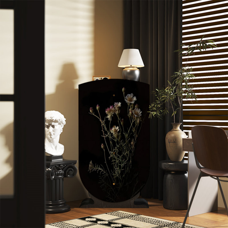 Commode d'appoint de rangement vintage à 4 tiroirs, Noir, noir, noir, noir