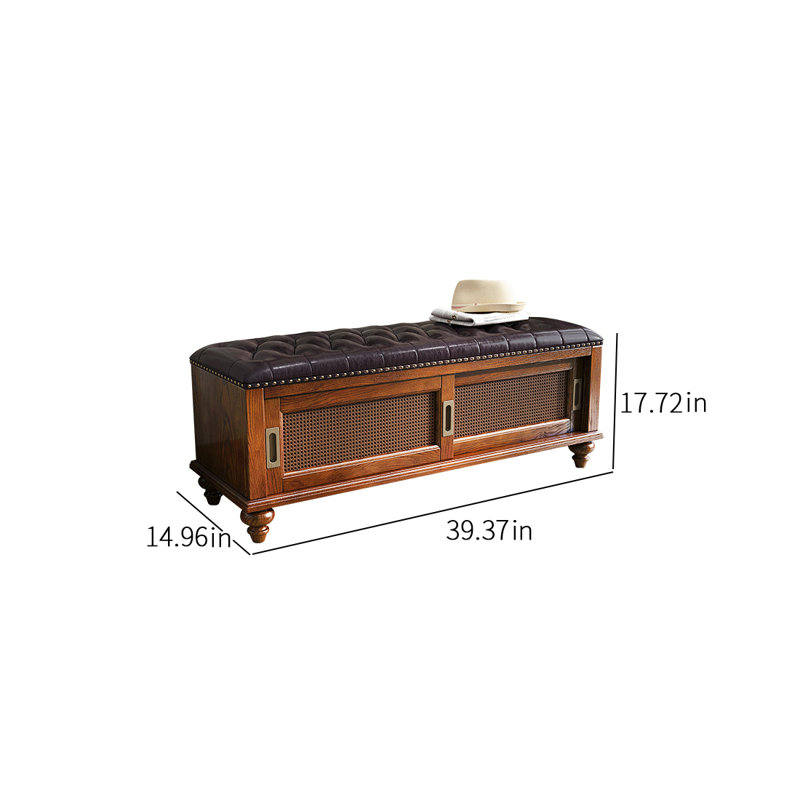 American vintage shoe bench, Brown