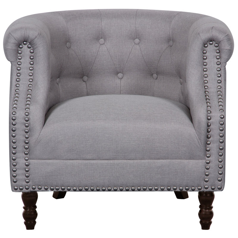 Willisville Upholstered Barrel Chair, Light Gray