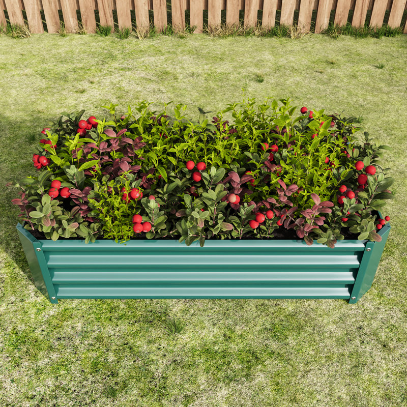 Metal Raised Planter 421Ft Rectangle Bed For Vegetables, Plants, , - Rust Herbs, Easy Assembly, Proof, Green