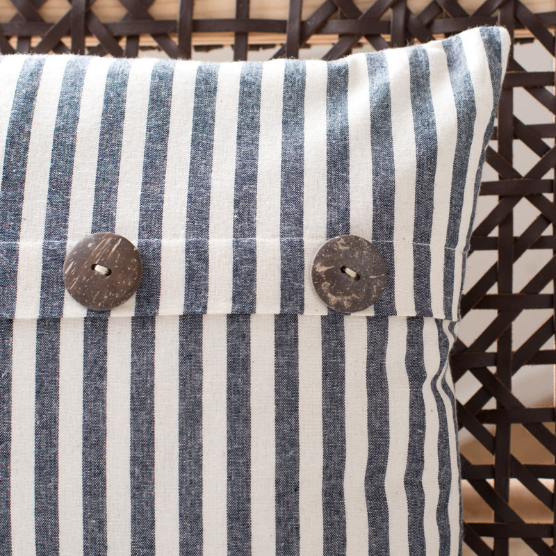 Kensing Buttons Cotton Throw Pillow, Navy/White