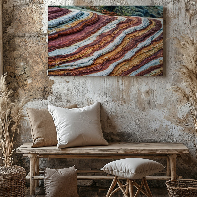 Toile, vue rapprochée de roches superposées mettant en valeur un art mural, H 16 po x l 20 po
