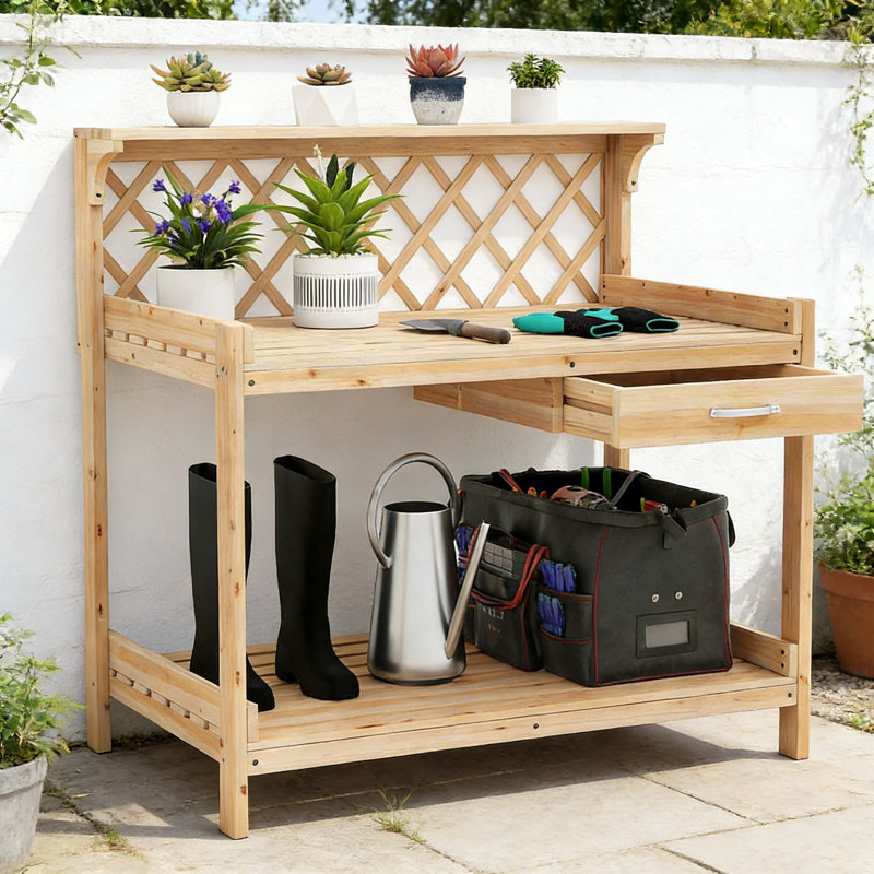 Manufactured Wood Potting Bench, Brown