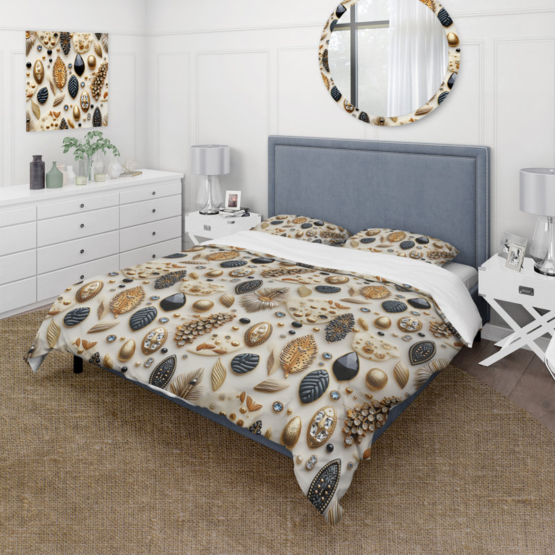 Ensemble de housse de couette Boho Chic Botanical Stone I - Boho, Housse de couette pour très grand lit et 2 très