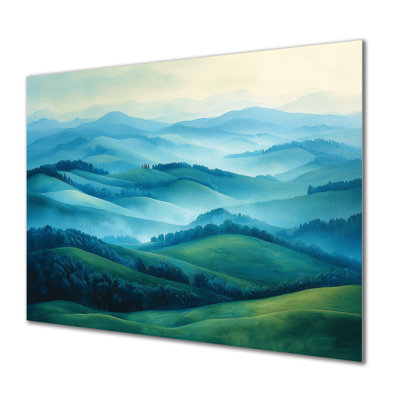 «Countryside Rolling Hills In The Mist I», impression d'art sur métal, campagne