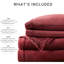 Ensemble de 3 draps simples, bourgogne, confortables et confortables, 100% brossé des deux côtés, texture luxueuse en velours, drap plat, taie d'oreiller ajustée, matelas ajustés élastiqués pour matelas de 16 po, lavable en machine